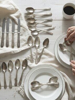 Vintage Puritan Debonair 1938 Silverplate Flatware Set 47 Pc Unpolished Cottage